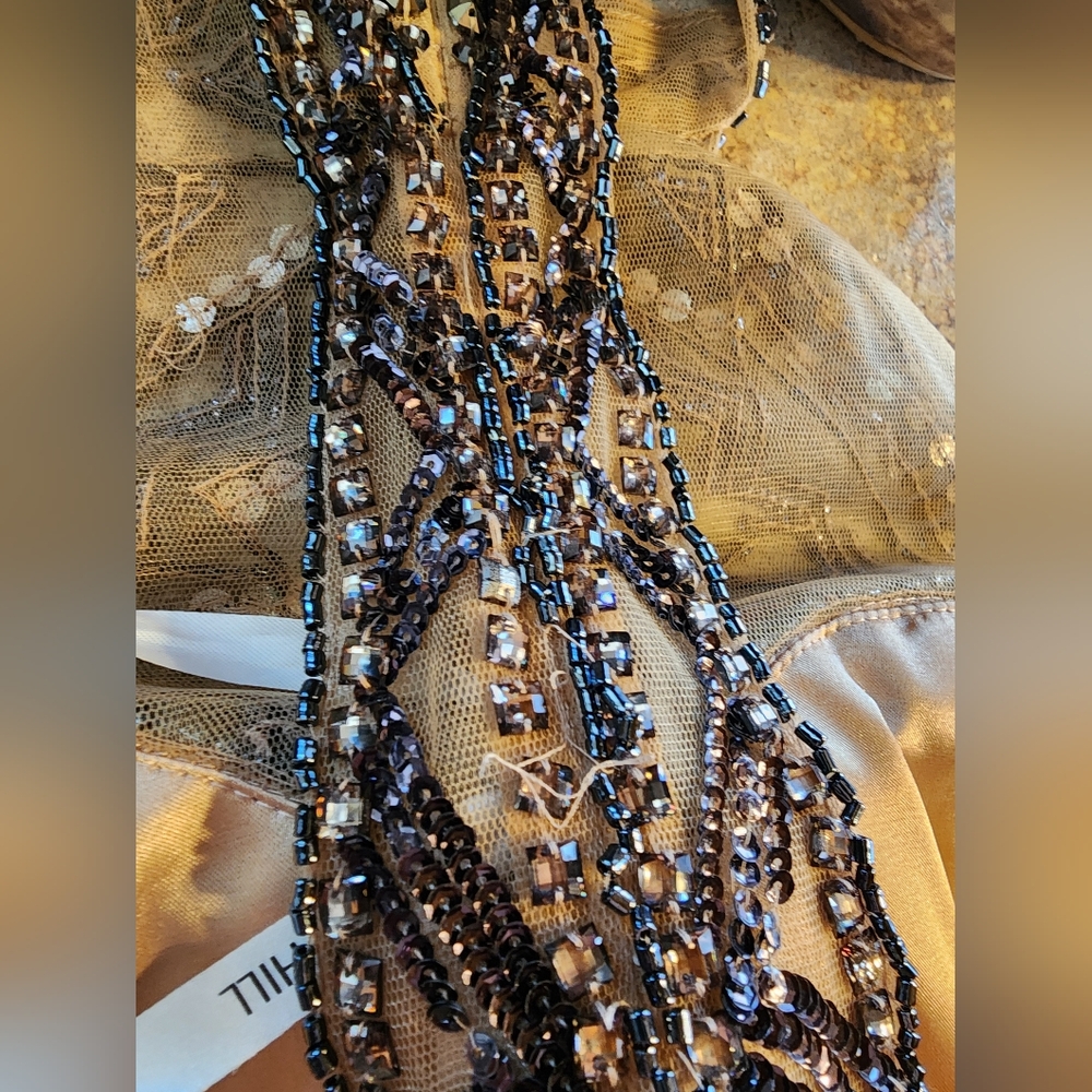 Sherri Hill Nude and Black Beaded Halter Prom Dress - Picture 10 of 16